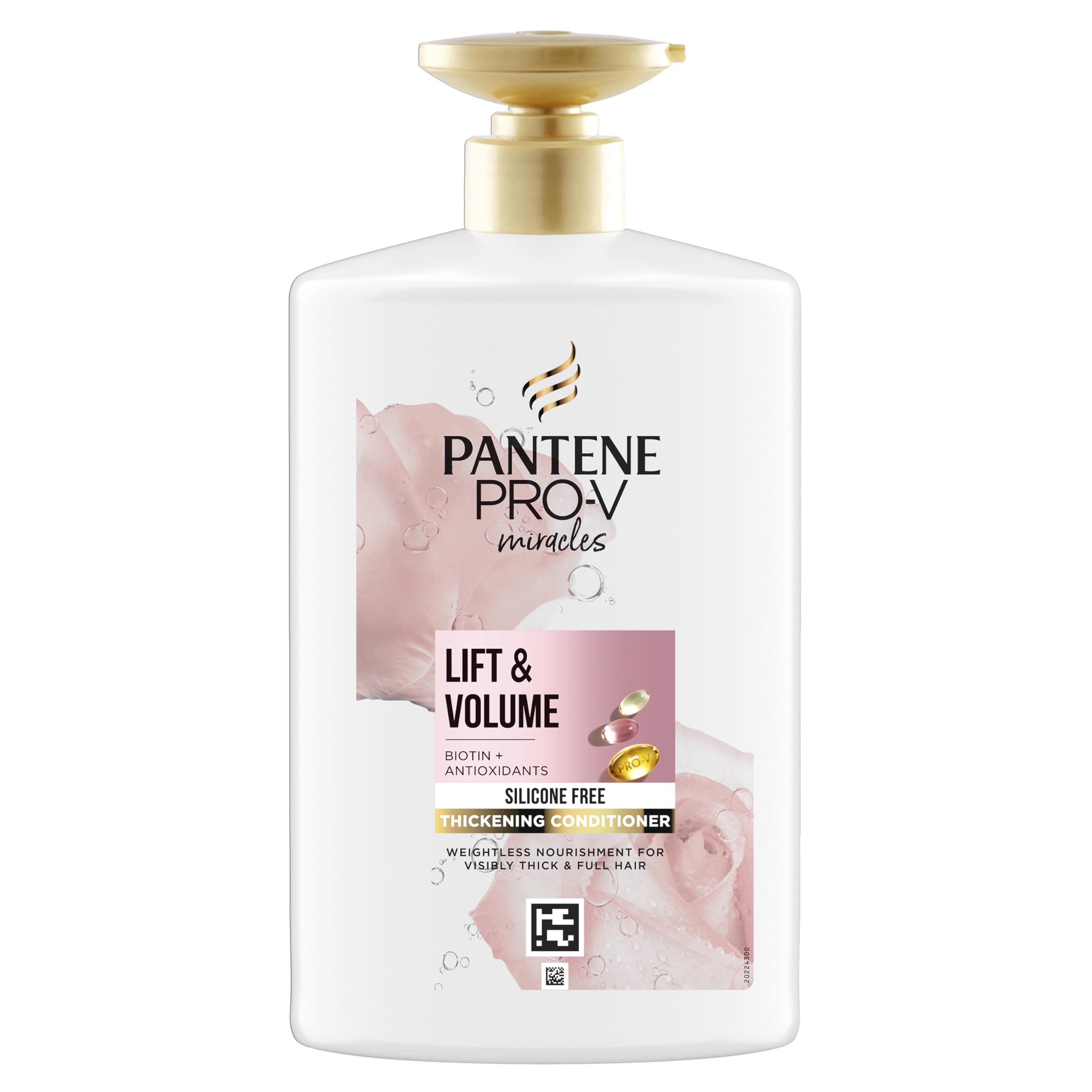 Pantene Conditioner With Biotin and Rose Water, Volumising Hair Conditioner, For Fine Hair, Lift 'n' Volume, Silicone Free, VALUE PACK, 1L