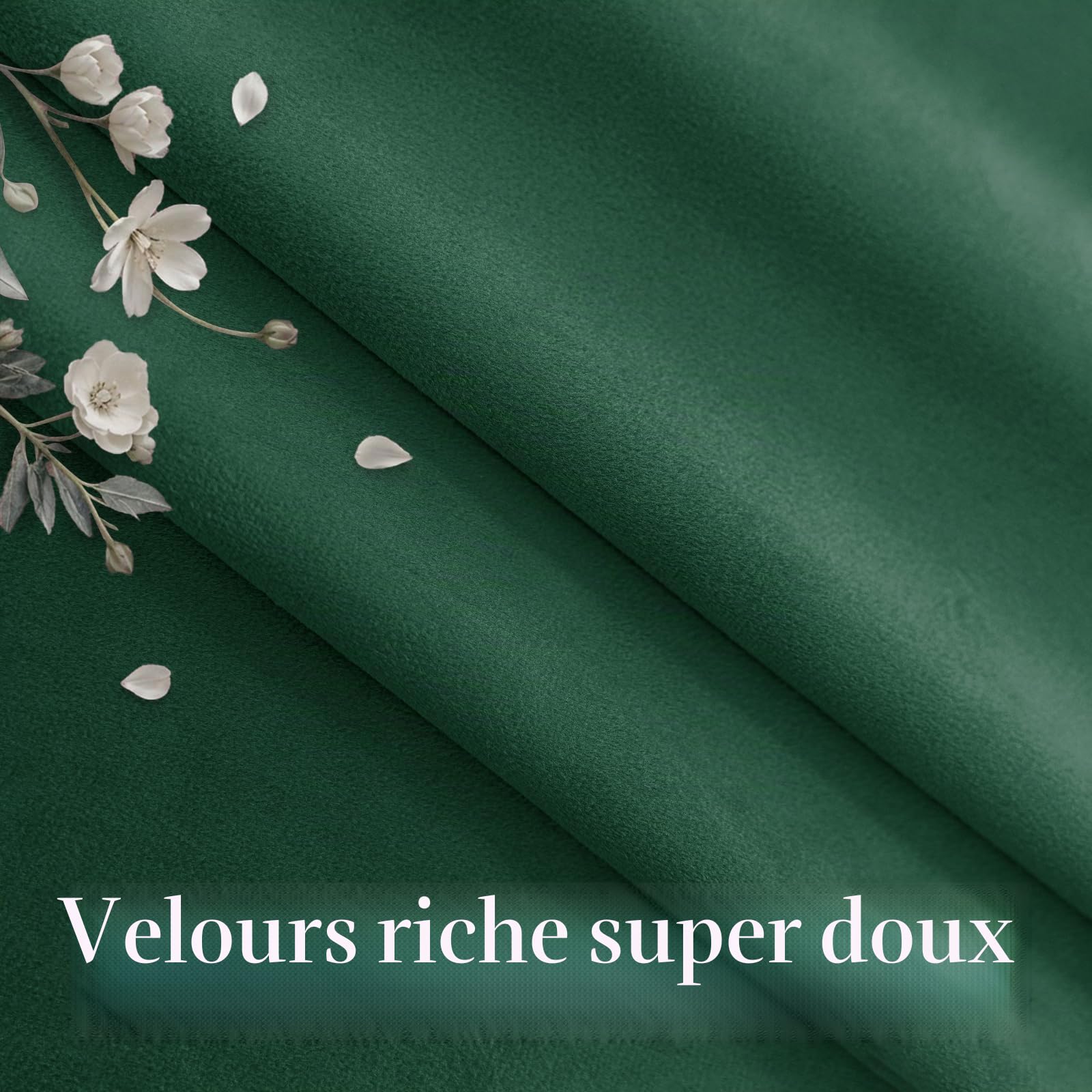 Ystyle Rideau Occultant Velours Lot De 2, 140x180cm, Vert Foncé | Rideaux Salon Rideau Thermique Isolant Anti Chaud Intérieurs, Rideau Phonique Anti Bruit, Moderne Chambre Maison Dressing