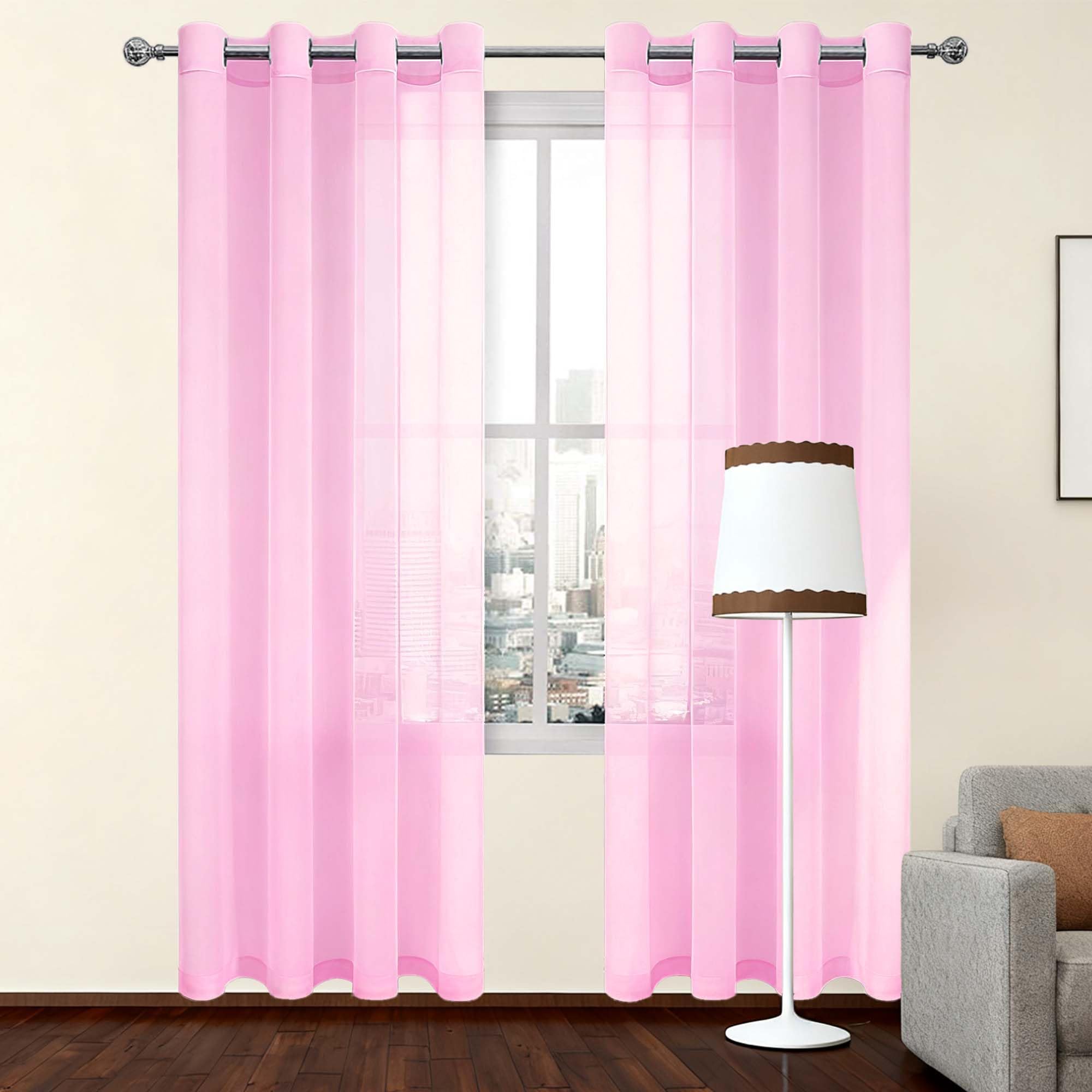 Rideaux salon rose 360x270 voilage semi transparent pour une douce clarté