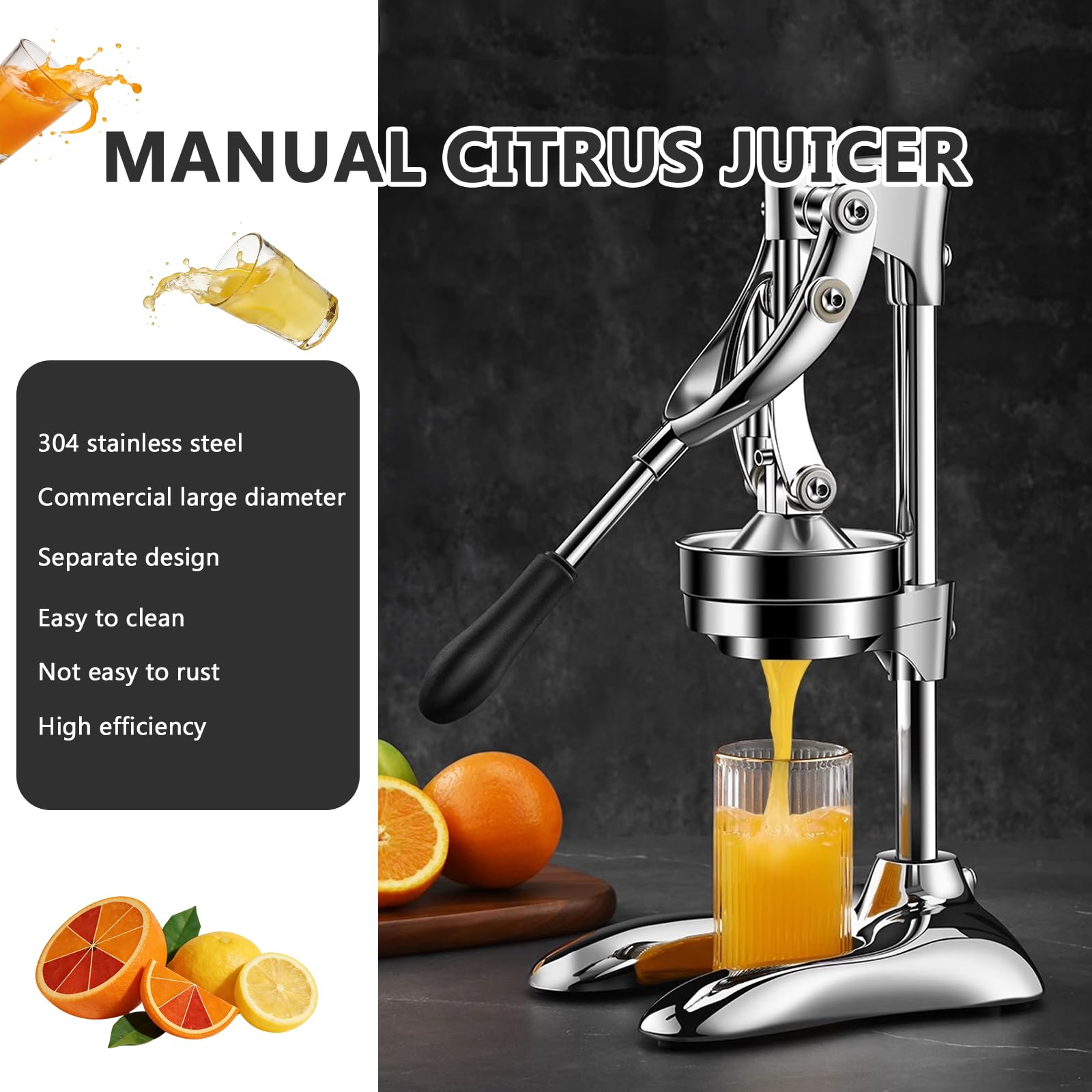 Máquina de zumo manual de metal para limón, lima, naranja, granada, grado comercial