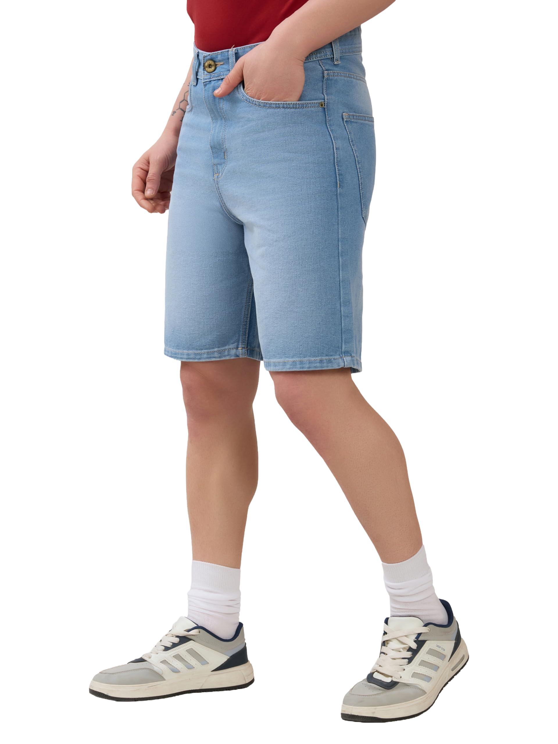 Wax Relaxed Fit Tint Washed Denim Shorts-picture-33