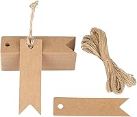 Vista 1 de G2PLUS 100 mini etiquetas de regalo de papel kraft con cuerda, etiquetas de regalo de papel en blanco de 2.8 x 0.8 pulgadas, etiquetas colgantes