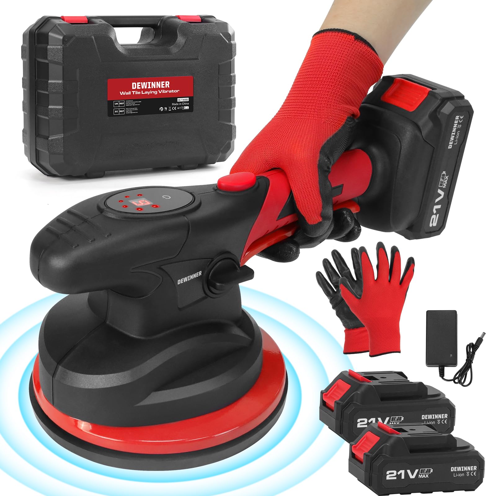 DEWINNER Máquina Para Colocación De Baldosas, Capacidad de carga 120 kg, máquina automática para nivelar baldosas con ventosa de 180 mm, Ventosa Para Baldosas adecuado para baldosas de 30-200 cm
