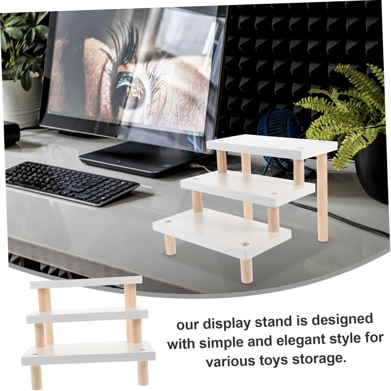 Display Stand for Figures and Perfume Organizer Sturdy Desktop Storage Rack for Toys and Collectibles Decor White Finish