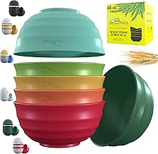 DINETHICS 60-OZ 6 Big Bowl Set - Unbreakable Microwave Safe Bowls - Large Salad Bowls Large Serving Bowls For Kitchen - Large Cereal Bowls - Wheat Straw Bowls - Big Breakfast Bowl for Ramen,Soup,Snack