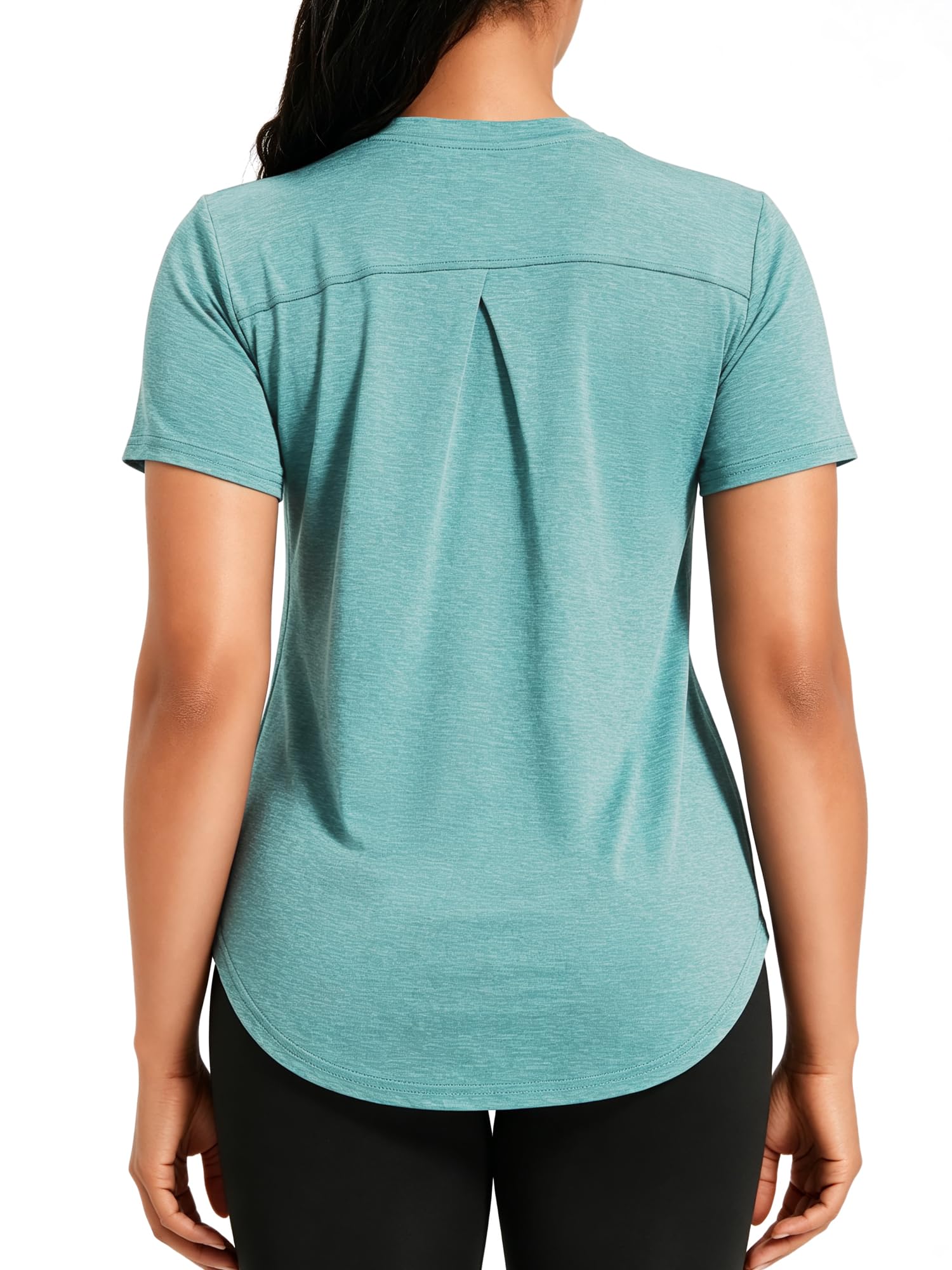Memouniva Sportshirt Damen Kurzarm Sport Oberteile Fitness Yoga T-Shirt Leicht Funktionsshirt Atmungsaktiv Laufshirt
