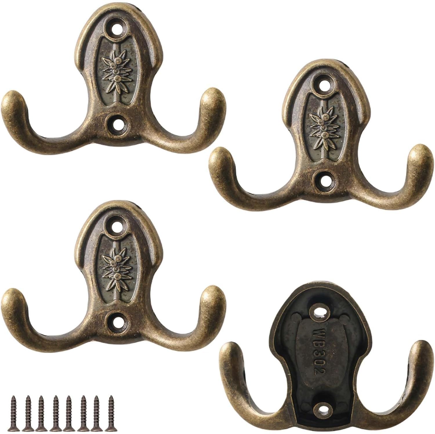 PAQWTYB Hooks, 4 Pack Zinc AlloyRetro Wall Mounted Coat Hook