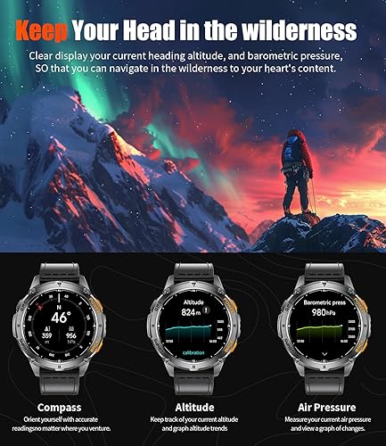 Miniatura 7 de LIGE Reloj inteligente con GPS para hombre, brújulalinterna LED, podómetroreloj inteligente AMOLED de 1.43 pulgadas, más de 100 modos deportivos