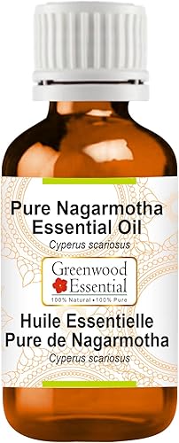 Greenwood Essential Aceite esencial de nagarmotha (Cyperus scariosus) Puro, no pegajoso, no grasoso, ligero, hombres y mujeres, todo tipo de piel,