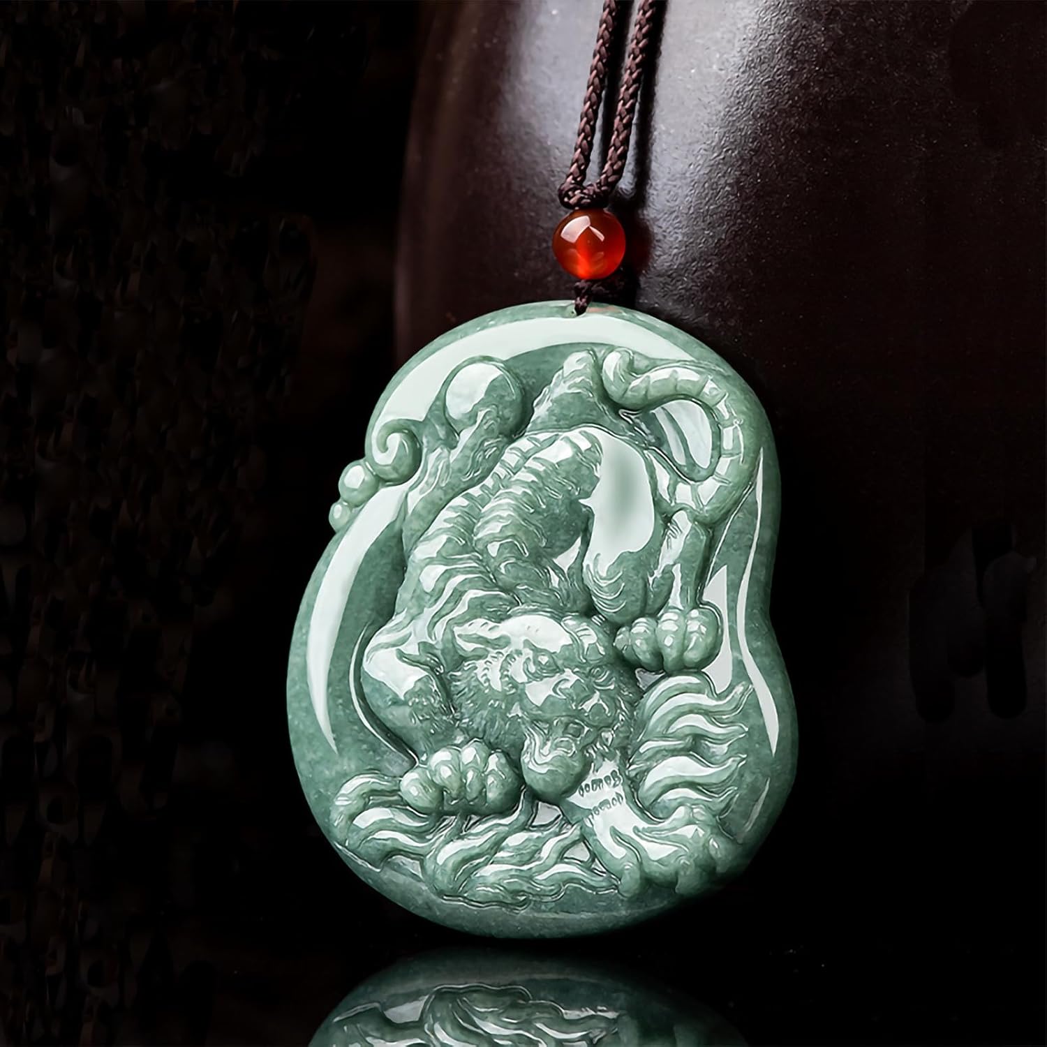 Hand-Carved Tiger Natural Jade Pendant Necklace for Men Women, Zodiac Stone Amulet Jewelry Accessories Necklace for Gifts - Image 6