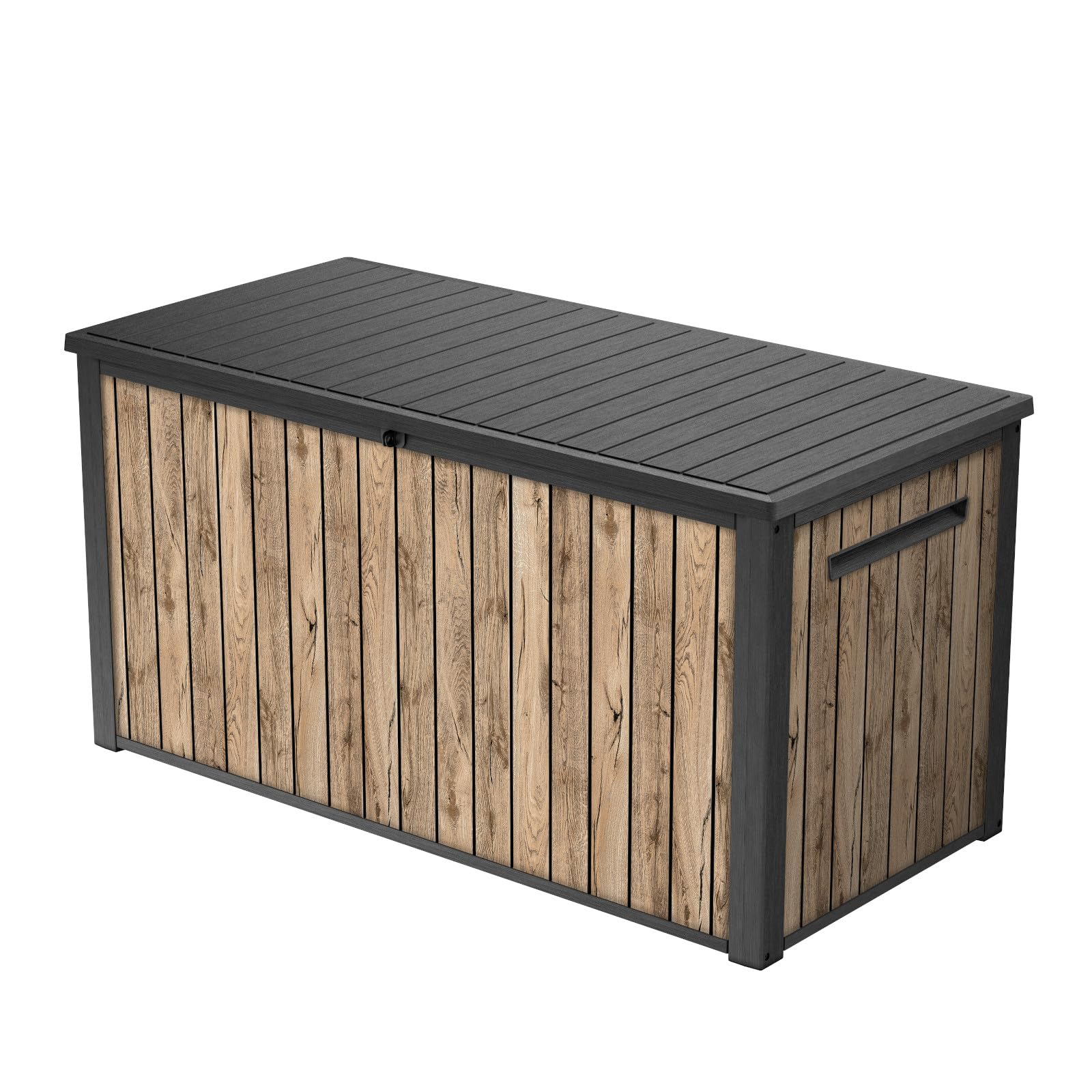 Keter Gartenbox Sierra 643L | 144x67x73 cm cm | Kunststoff in Holzoptik (Pinie) | Deckel mit Gasdruckfedern | abschließbar