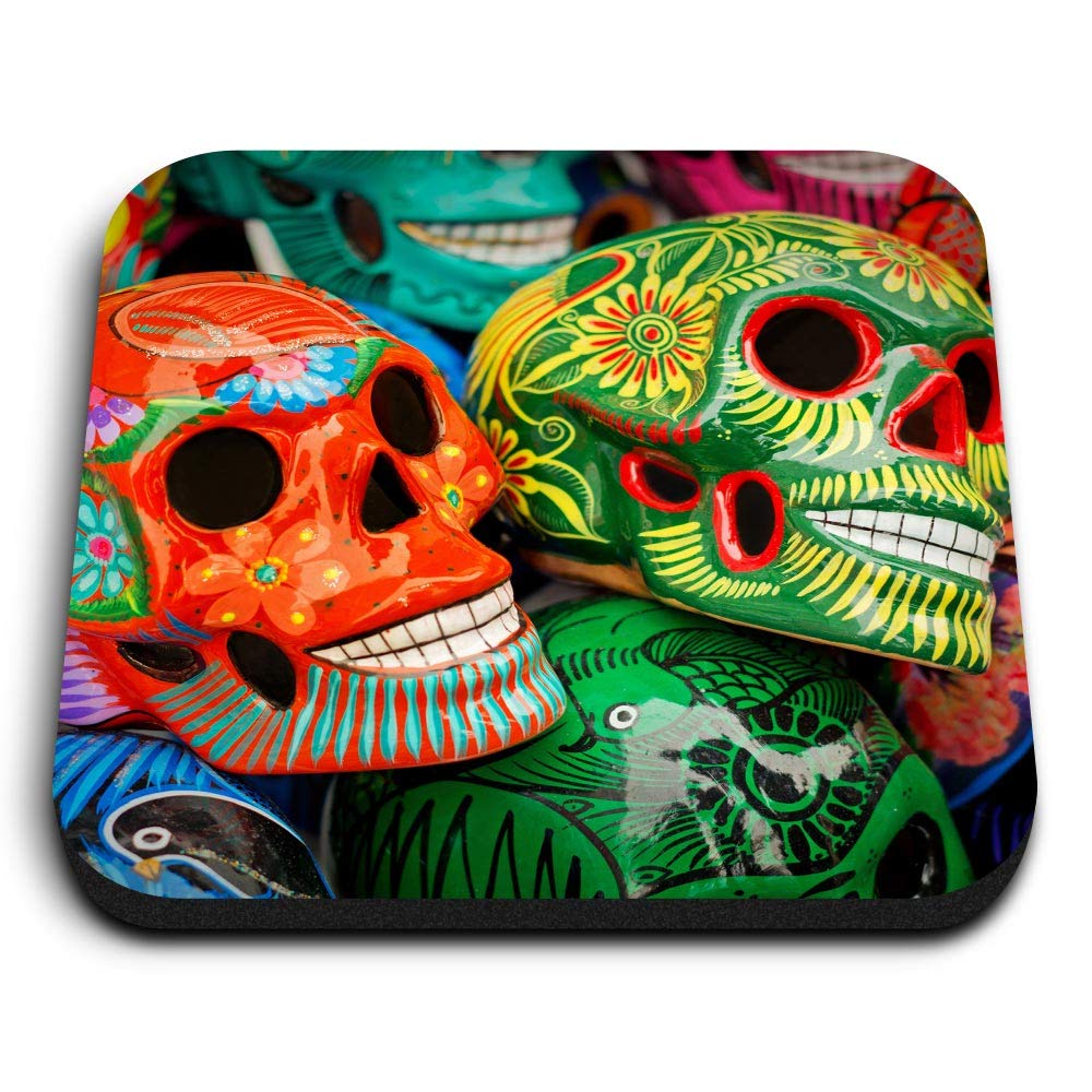 Destination Vinyl Ltd Multicolor 1 X Square Mdf Fridge Magnet - Mexican Sugar Skulls Day Of The Dead 21872