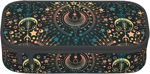 Miniatura 8 de Estuche organizador de astrología mágica con diseño de luna y estrella, gran capacidad, papelería con cremallera, suministros escolares, bolsa para