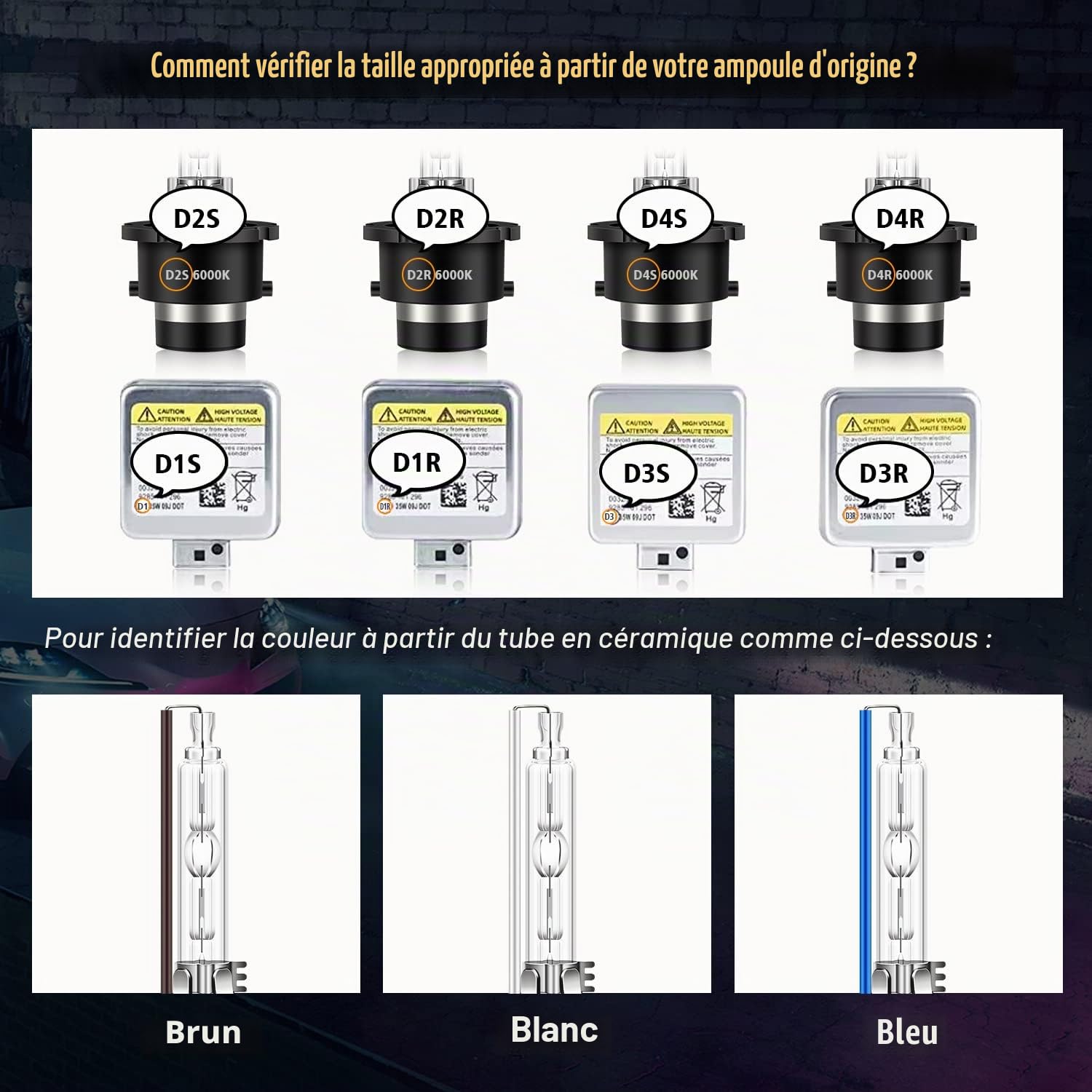 D3S HID Xénon Ampoules Blanc Chaud 4300K Remplacement de Phare 35W 12V Bi HID Kit de Rénovation de Phare Xenarc, Remplacez Les Ampoules de Phares Extérieurs au Xénon, 1 Paire