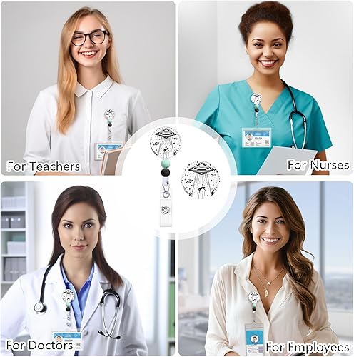 Miniatura 3 de Carretes retráctiles con cuentas de silicona, etiqueta de identificación resistente, clips de identificación para enfermeras, profesores de