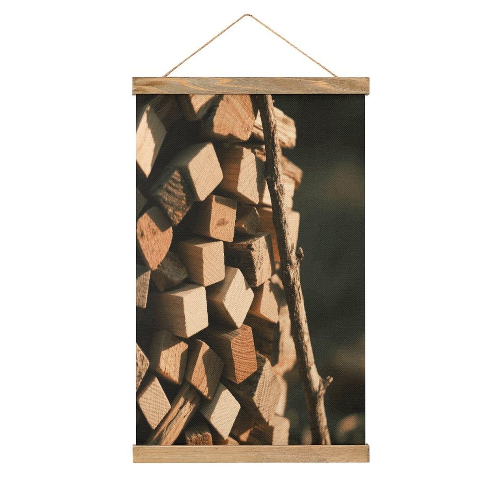 VstaDank Rustic Wood Hanging Poster with Wooden Frame Modern Linen Hanging Painting Retro Style Wall Decor Art Painting for Living Room,Bedroom Decor Poster Frame 20.4x13.1inch