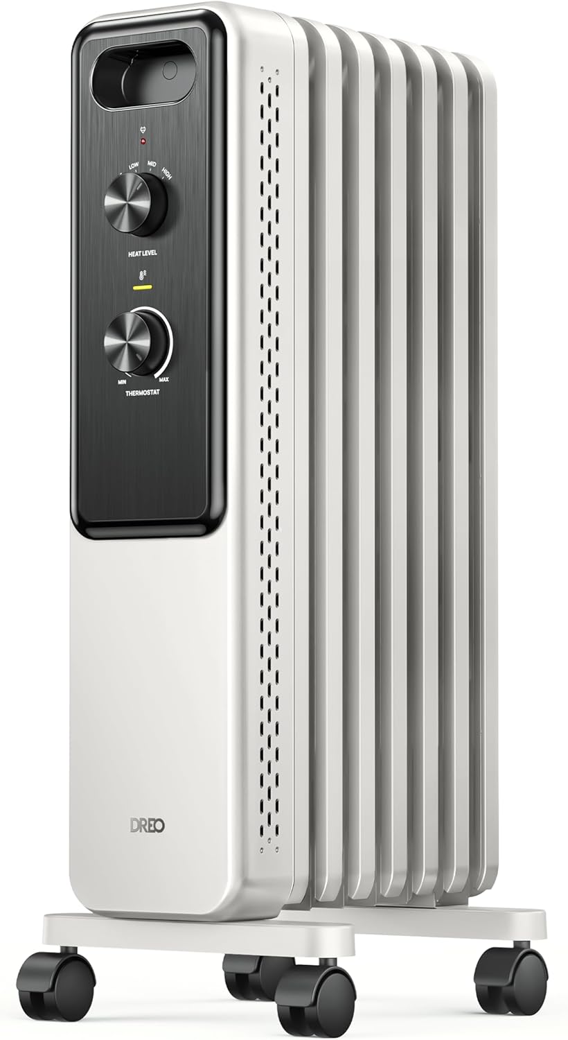 DREO OH153 1500W Oil-Filled Garage Heater for Car Enthusiasts - Safe, Quiet, Even Warmth for Workshops