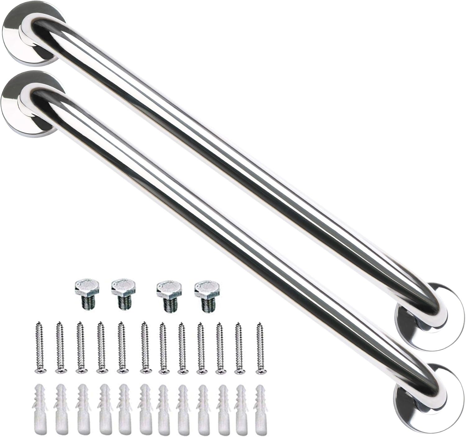 2 Pack 24 Inch Shower Grab Bar, iMomwee Chrome Stainless Steel Bathroom Grab Bar Handle, Bathroom Shower Balance Bar,Safety Hand Rail Support,Handicap Elderly Senior Assist Bath Handle(1.5" Diameter) : Health & Household