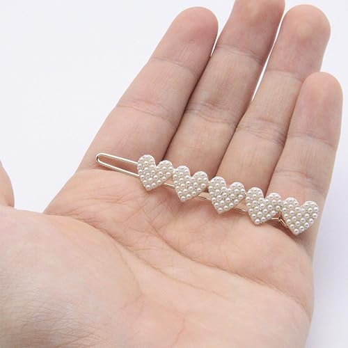 Miniatura 4 de 2 pinzas para el cabello con perlas de corazón, pinzas de perlas brillantes, pasadores pequeños de metal para el cabello, accesorios decorativos
