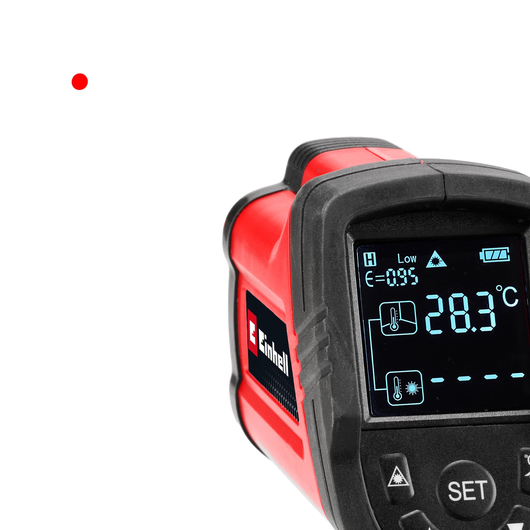 Einhell termómetro de infrarrojos TC-IT 550 (-50 a +550 °C, 3 grados de emisión ajustables, pantalla LCD con retroiluminación, mediciones en °C y °F)