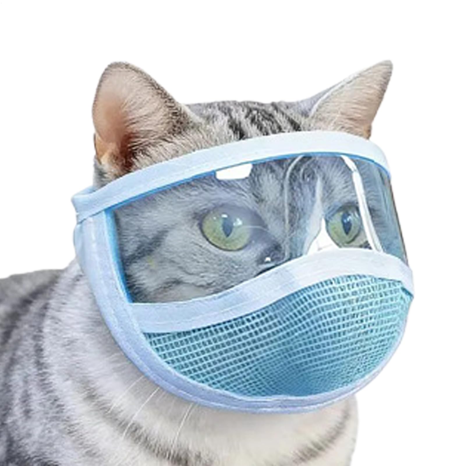 Protector bucal para gatos con cubierta de malla transpirable para baño seguro