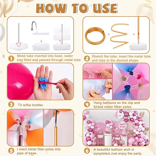 Miniatura 4 de Kit de arco de globos, soporte ajustable para arco de globos marco de arco de globos reutilizable para fiestas, cenadores de jardín con base, para