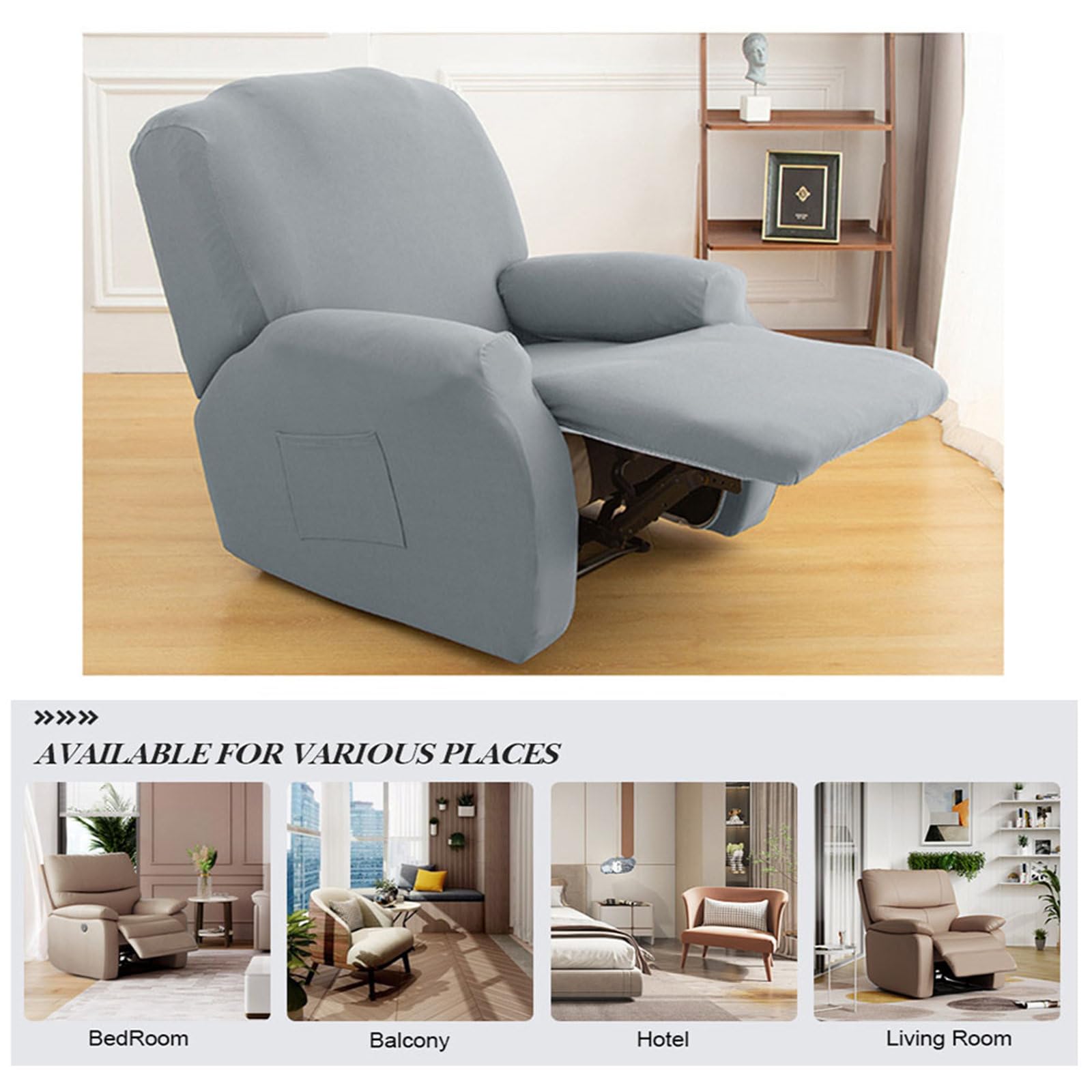 Copripoltrona Relax Reclinabile, Velluto Fodere Poltrona Relax Elasticizzato Copripoltrona 1 Posto con Tasca Copripoltrona Reclinabile Fodere per Poltrone (Cammello)