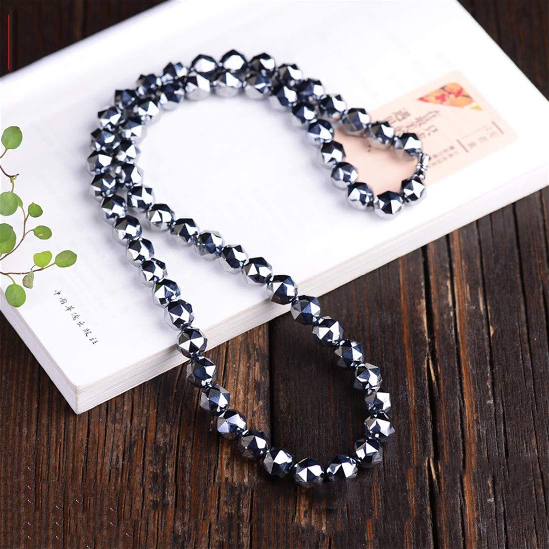 Colgante de cristal natural Collar de ondas de terahercios naturales de 8mm for mujeres y hombres, cuentas cortadas de cadena larga, joyería elástica de energía potente, longitud de 60cm Joyas para mu