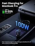 UGREEN USB C Car Charger, Super Fast Charging Cigarette Lighter Adapter | 130W 3-Port, PPS Fast Charging Car Phone Adapter, 12-24V USB Outlet, Cooling vent, for MacBook, iPhone 17, Galaxy, iPad
