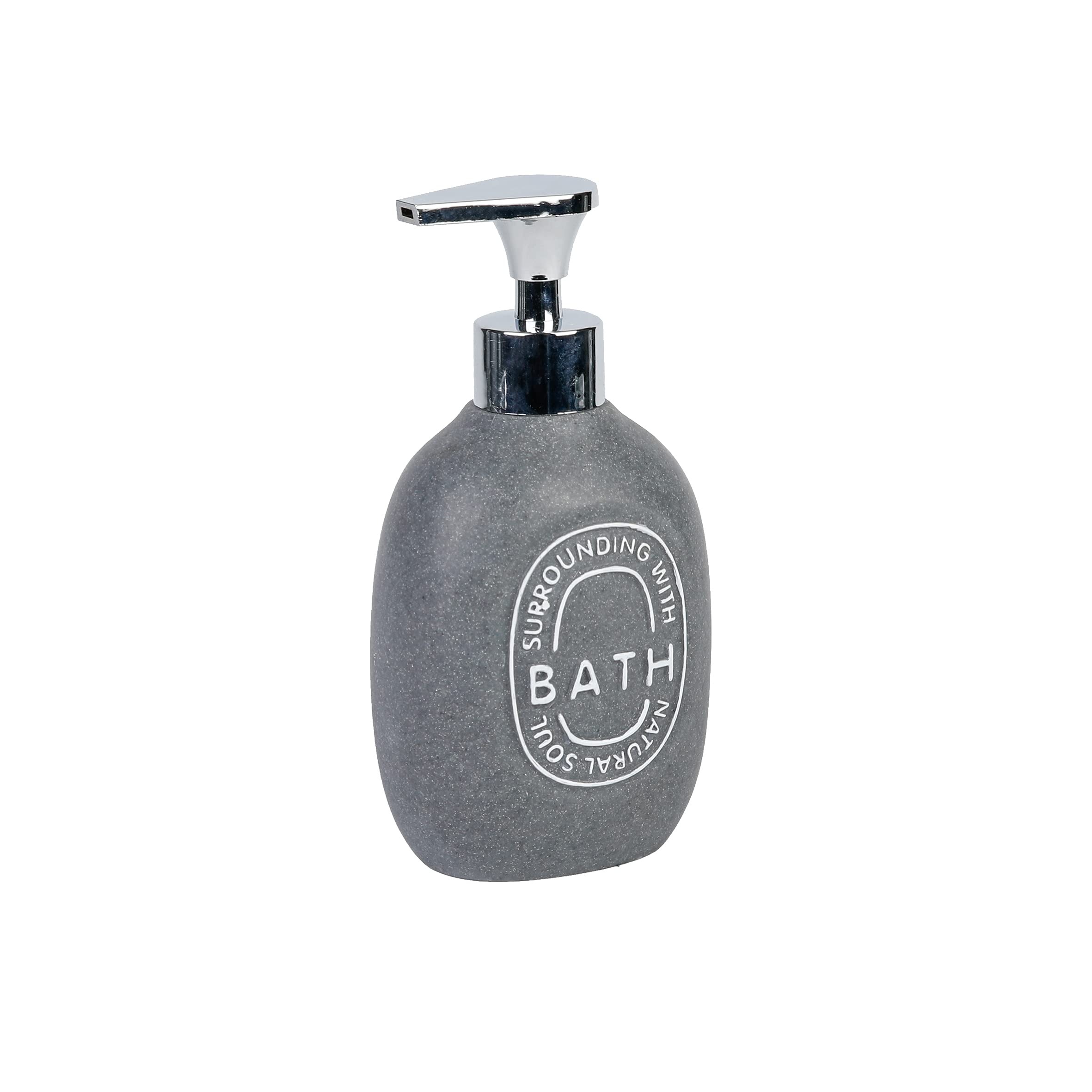 axentia - Badezimmer-Set 6-teilig Grau Steinoptik - Badezimmerzubehör-Set mit Zahnputzhalter, Zahnputzbecher, Seifenschale, Spender, Wattestäbchenhalter und WC-Garnitur