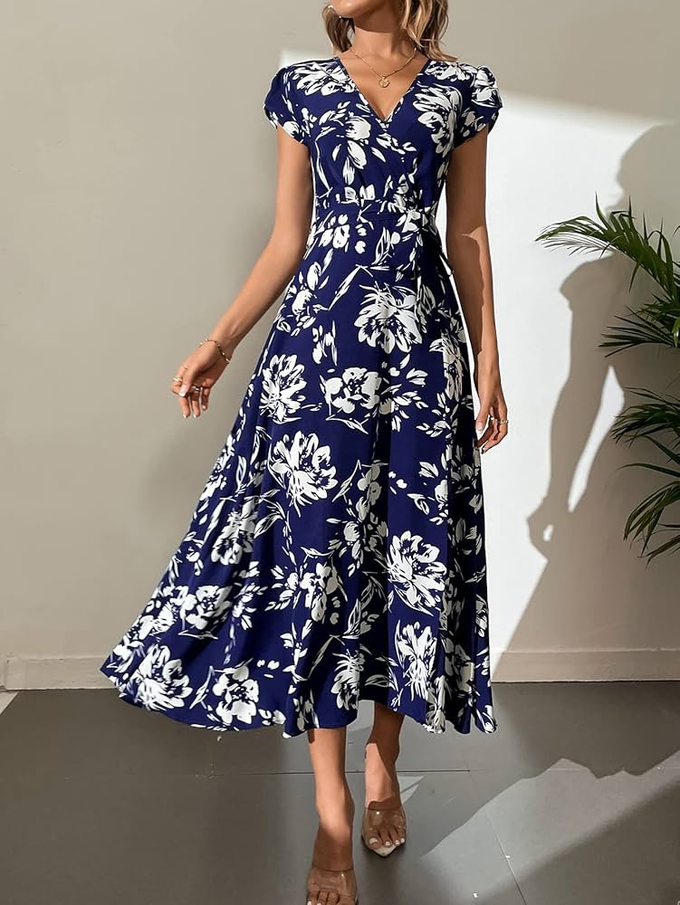 Amazon.com: Neeno Women's Dresses Allover Floral Print Split