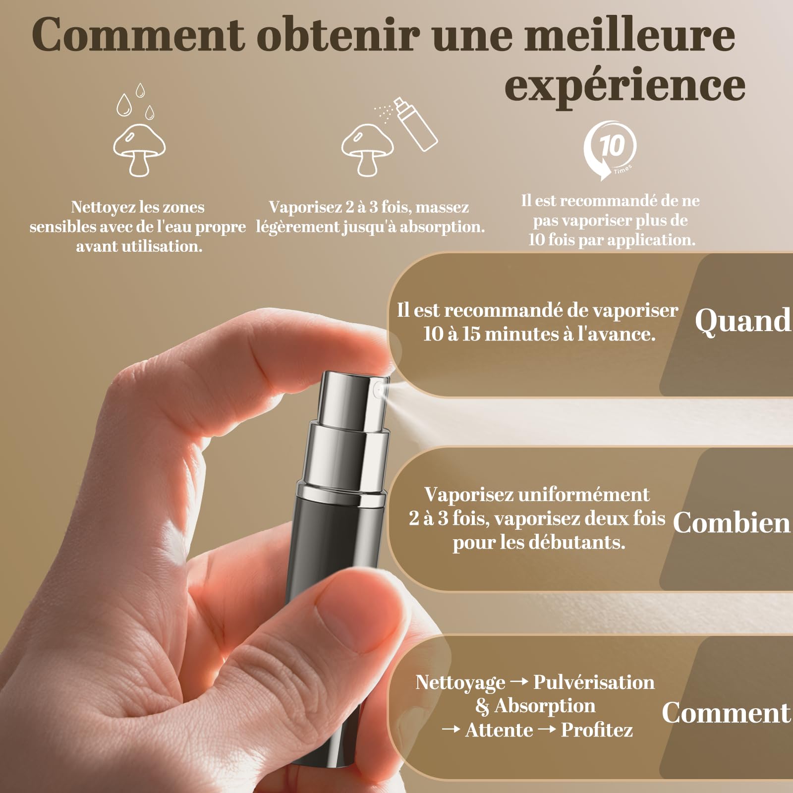 Spray Retardateur Éjaculation Homme – Action Rapide, Spray Désensibilisant Pour Durer Plus Longtemps au Lit, Intensifie le Plaisir Des Deux Partenaires, Discret et Nomade, 5 ml