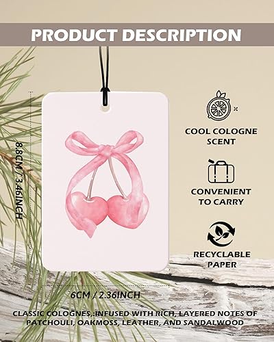Miniatura 2 de Coquette Girly Western Cologne Ambientador para el Coche 4 Piezas, Ambientador Colgante con Lazo de Vaquera Preparada, Aroma a Cereza, para Coches