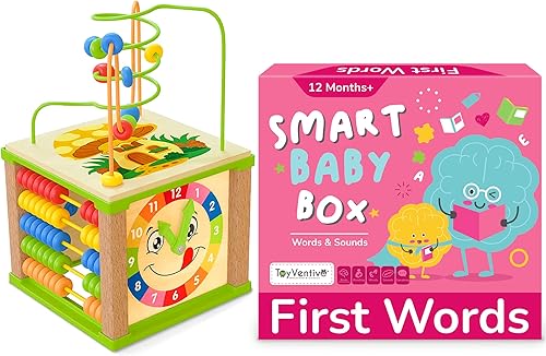 TOYVENTIVE Cubo de actividades para bebés de madera y caja inteligente para bebés para niñas paquete de 2