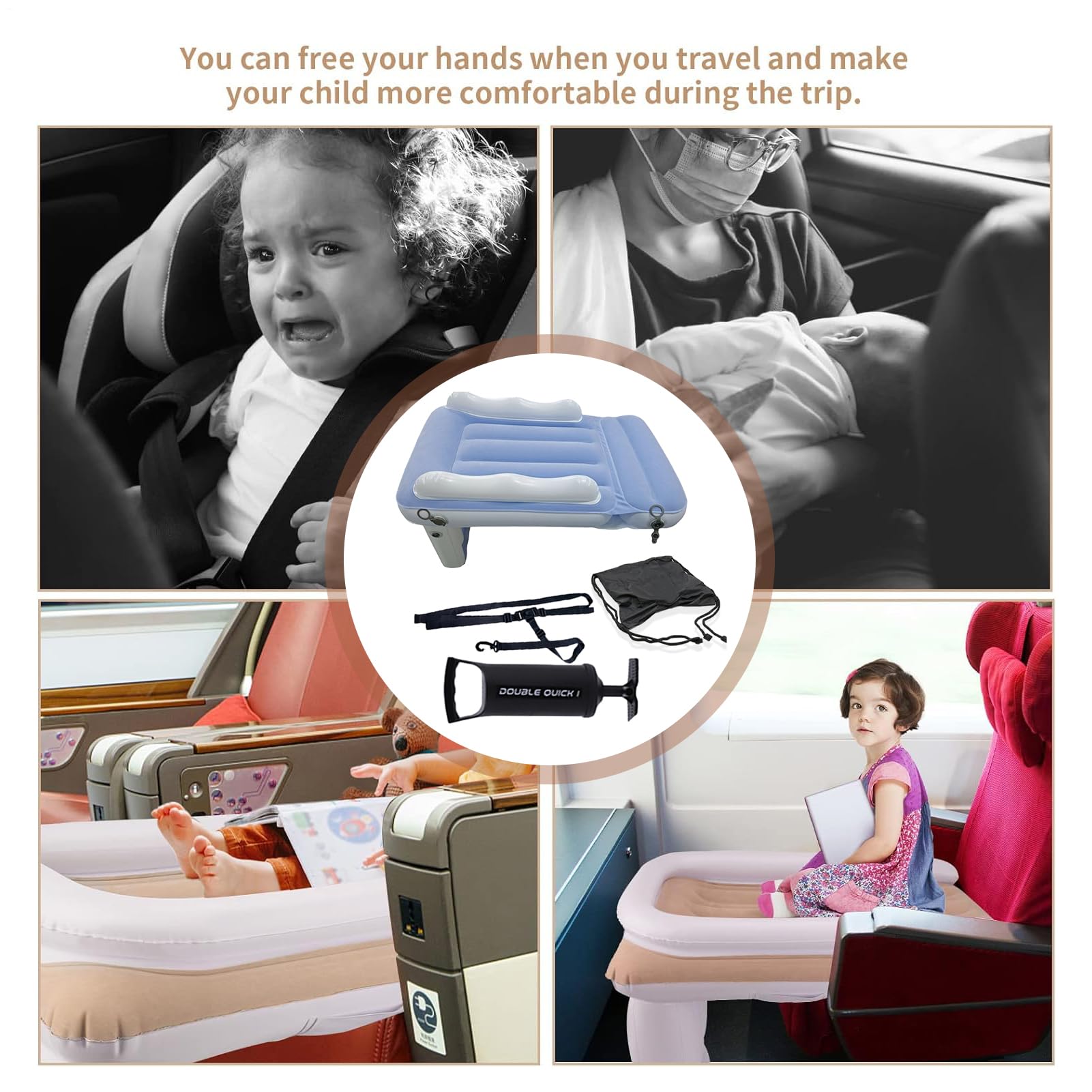 Aufblasbares Kinder-Reisebett, Baby-Flugzeug-Sitzverlängerung