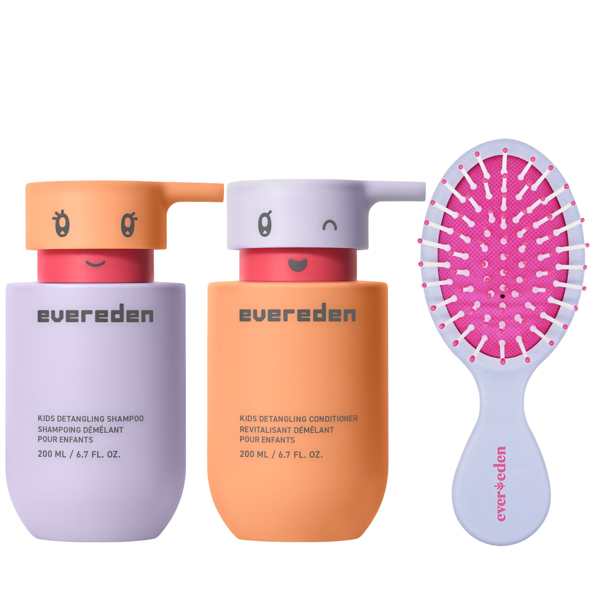 Evereden Happy Hair Duo for Kids: Vegan Shampoo and Conditioner Set with Detangler Brush - Strengthens & Smooths All Hair Types