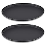 FillTouch 2 Pcs Restaurant Serving Trays PP Plastic Non Slip Rubber Lined Large Oval Tray for Kitchen Dining Room Cafeterias Fast Food Service (24 x 29 Inch,Black)