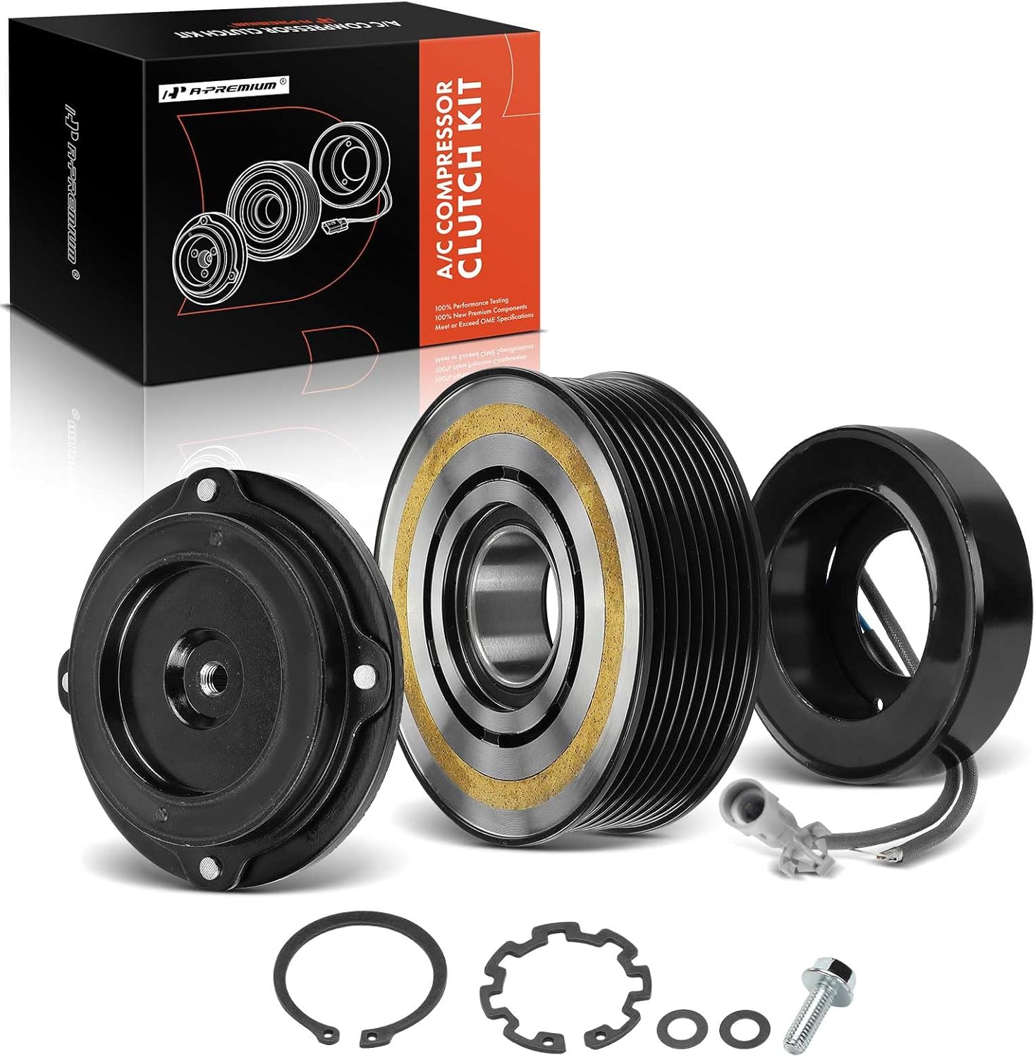 A-Premium Air Conditioner AC Compressor Clutch Kit Compatible with BMW 335i 2012-2015, 335i GT xDrive, 335i xDrive, X5, 535d, 535i, 535i GT, X3, 435i, 435i Gran Coupe, 740i, 740Li, X6, 640i, X4