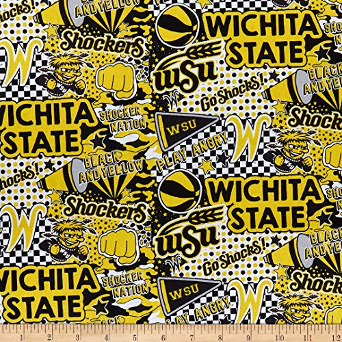 NCAA Witchita State Shockers Pop Art Cotton Multi, Fabric by the Yard