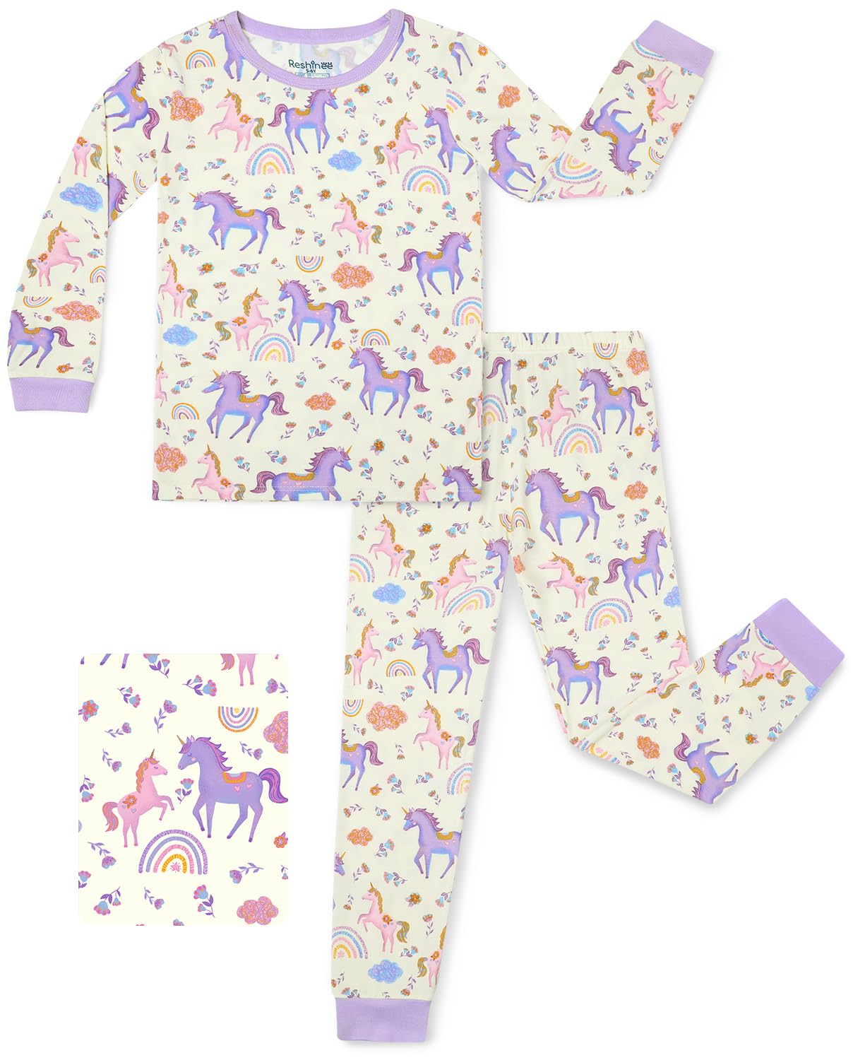 - Bamboo Viscose Toddler Girls Kids Pajamas Unicorn Mermaid Pjs Long Sleeve Snug fit 12M-8Y 2pcs Soft Jammies