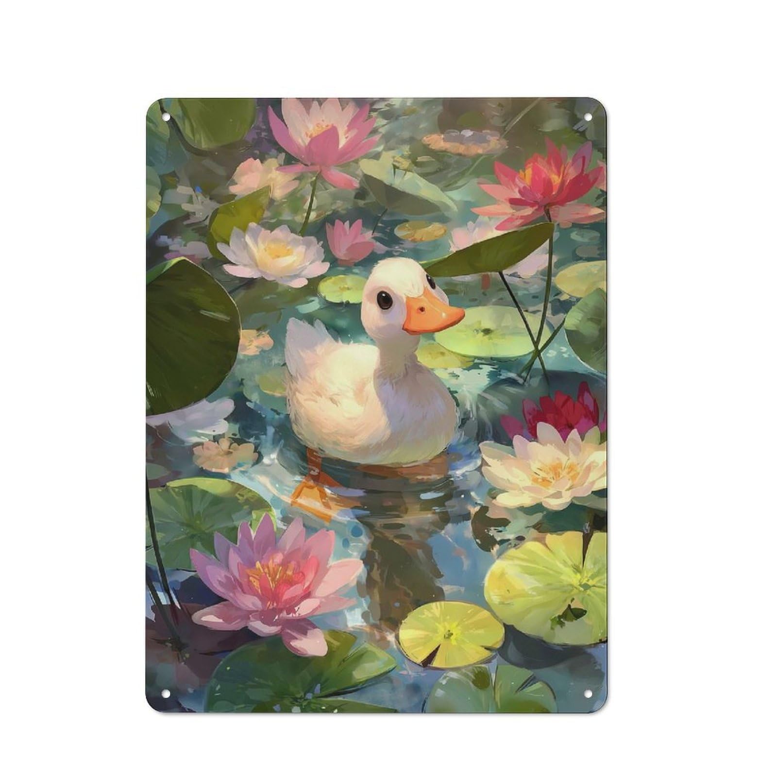 Junmoney Goose In A Lily Pond Metal Wall Sign 40X30cm Featuring For Garage Or Workshop, Suited To Diy Enthusiasts