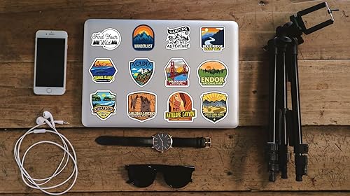 Miniatura 7 de Paquete de 156 calcomanías de parques nacionales, calcomanías de vinilo impermeables inspiradas en la naturaleza al aire libre para botellas de