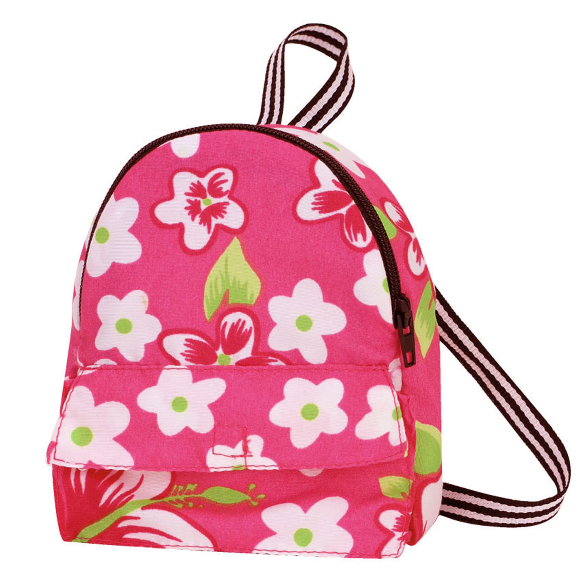 Sophia's 18" Doll Flower Print Nylon Backpack with Zipper and Front Pocket