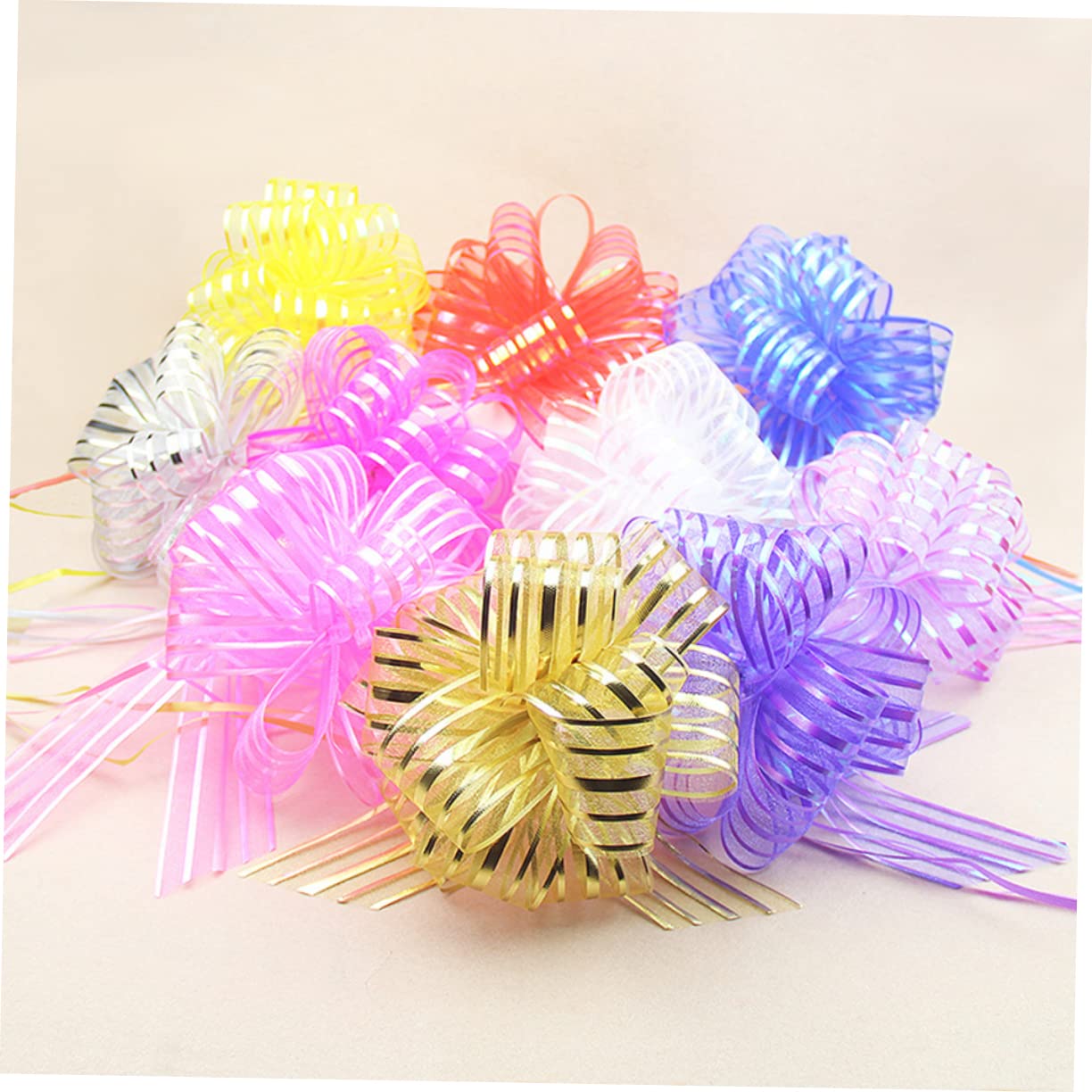 Healeved 36pièces Noeuds Décoratifs à Tirer Tulle Rose pour Mariage Et Fête pour Décorer Voitures Panier Et Plus