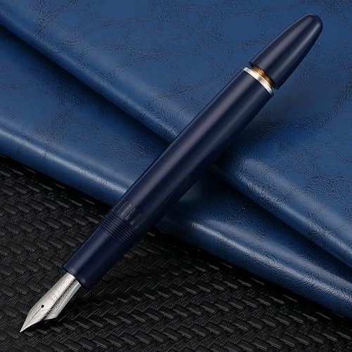 Miniatura 6 de erofa Majohn P136 - Pluma estilográfica de pistón punta extra fina con caja juego de bolígrafos de escritura de resina azul oscuro