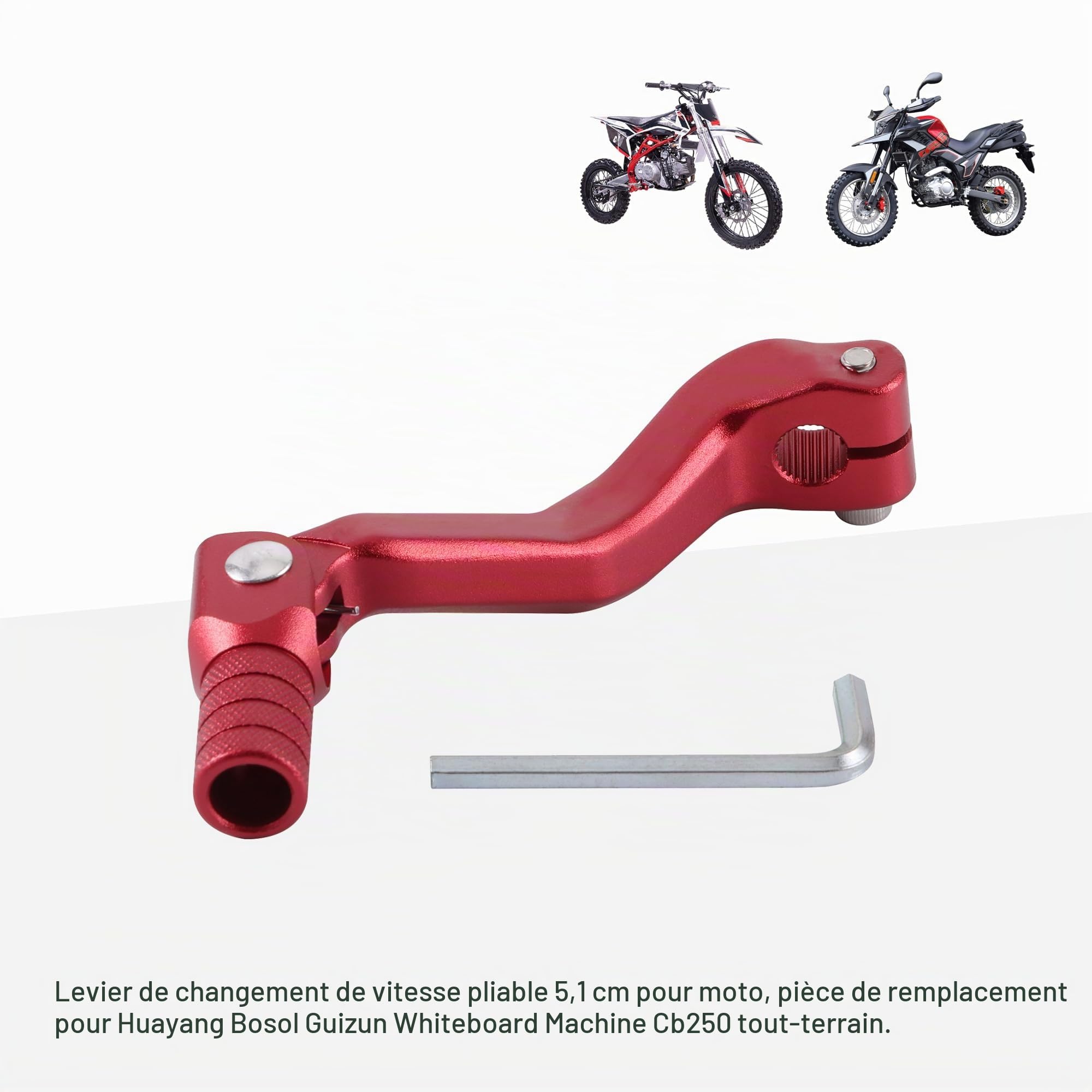 GOOFIT Rouge Alliage d'aluminium Leviers Sélecteurs de Vitesse Remplacement pour Cb250 Motocross Bike ATV Dirt Pit Bike