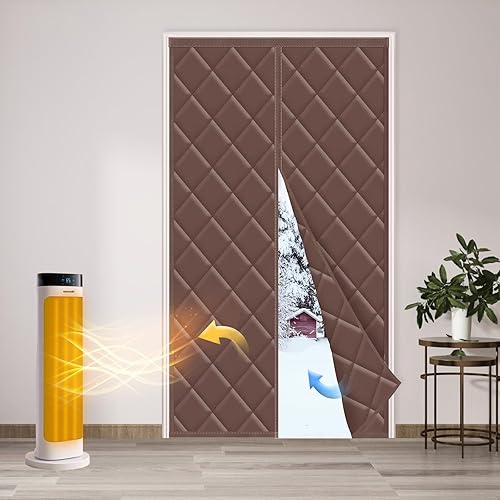 HADOR Cortina magnética para puerta con aislamiento térmico, cortina de puerta ultraduradera de 38 x 82 pulgadas, aislamiento temporal de puerta