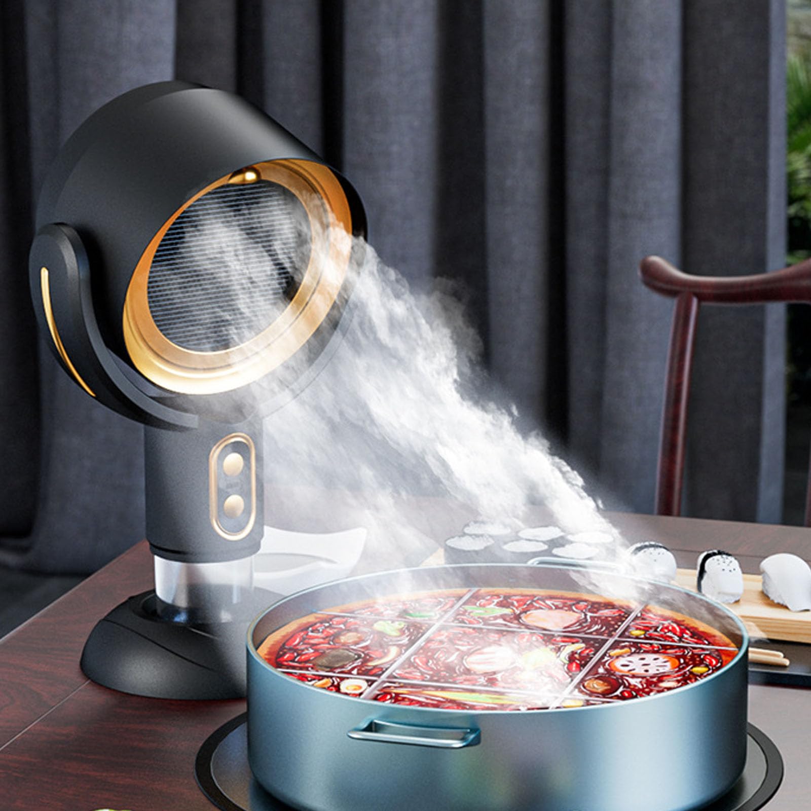 Gold Portable Extractor Fan, Puff Chill Fan For Smoking, High Fan For Smokers Indoors, Smoke Purifier, High Fan Smoke Away Purifier Fan, Portable Countertop Kitchen Exhaust Fan