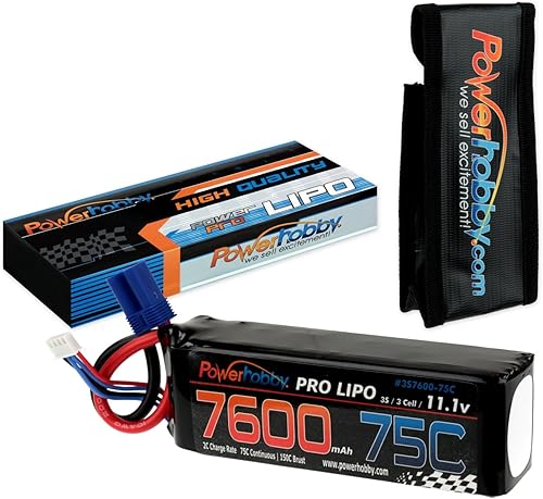 PowerHobby Paquete de baterías Lipo 3s 11.2V 7600mAh 75C EC5 con enchufe EC5 Compatible con Proboat ECX Vaterra Losi