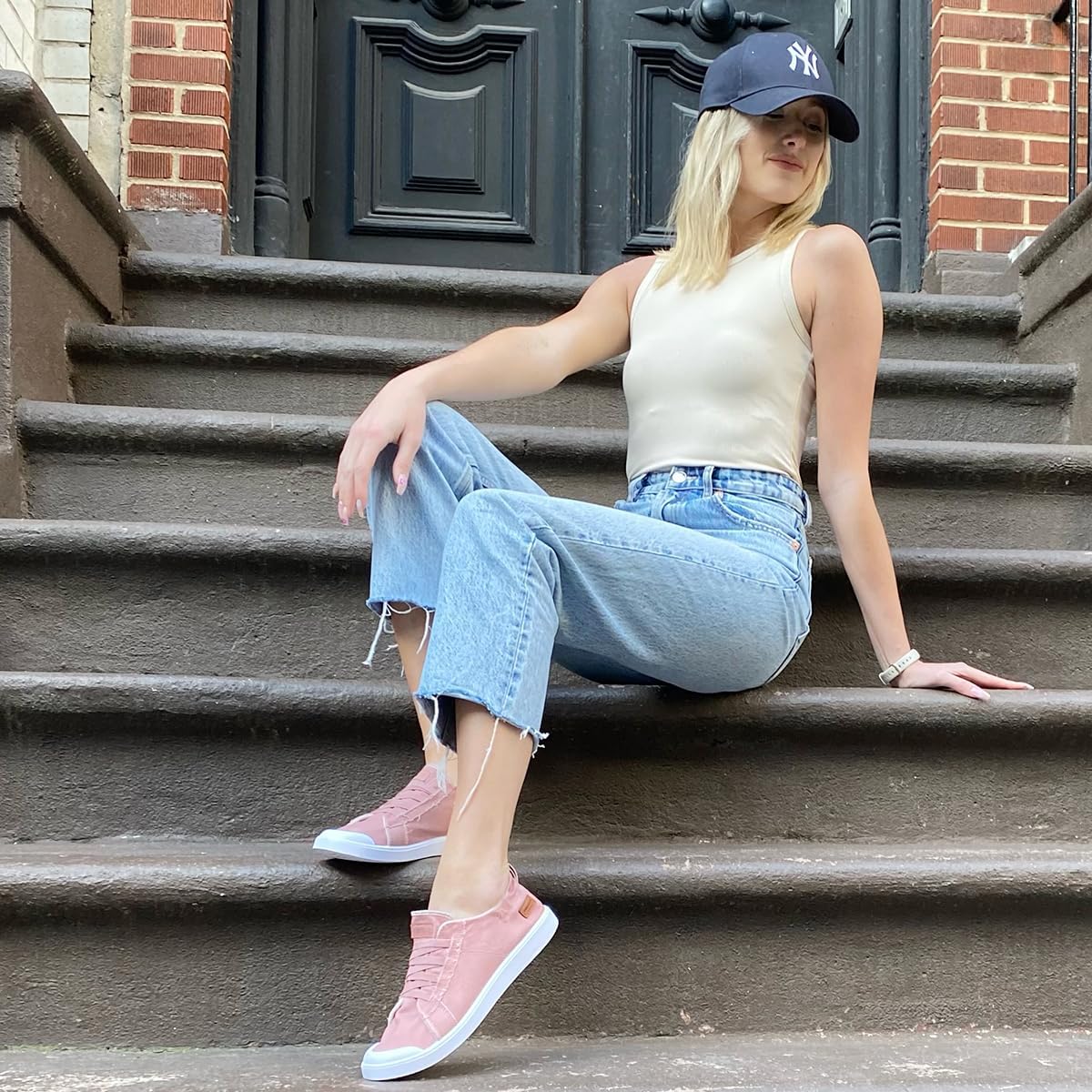 JENN ARDOR Women's Canvas Sneaker Slip-ons Loafers Shoes for Womens Fashion Casual Canvas Round Toe Soft Comfortable Walking Flats - Image 2